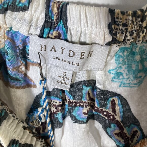 Womens Hayden Floral Off Shoulder Blouse Tie Sleeve S Cotton NWT - Picture 7 of 11